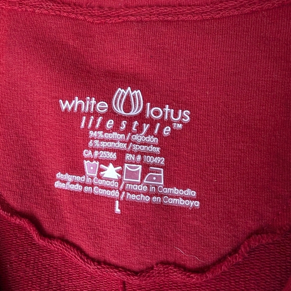 White Lotus Lifestyle Red Cotton Shirt Jacket Women's Large - Picture 2 of 3